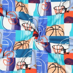 Tissu jersey sweat French Terry - Basketball bleu