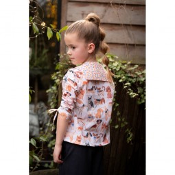 Tissu voile de coton - Chiens écru