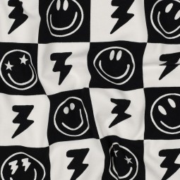 Tissu jersey - Happy faces black