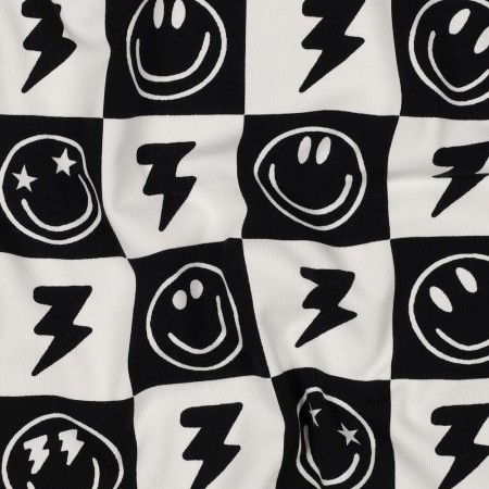 Tissu jersey - Happy faces black