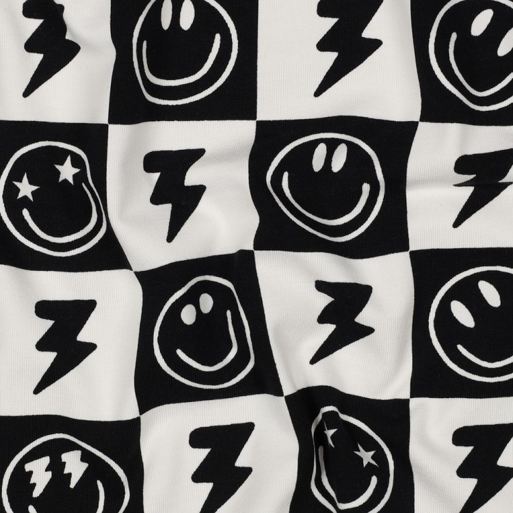 Tissu jersey - Happy faces black