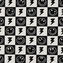 Tissu jersey - Happy faces black