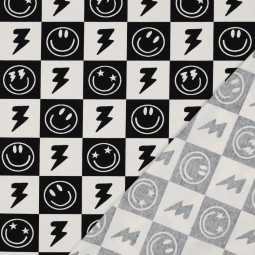 Tissu jersey - Happy faces black