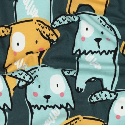 Tissu jersey paillettes - Dog dark green