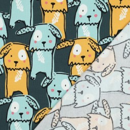 Tissu jersey paillettes - Dog dark green