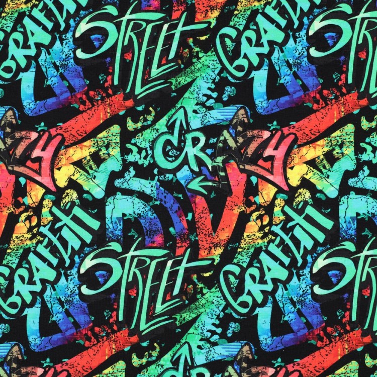 Tissu jersey - Graffiti green