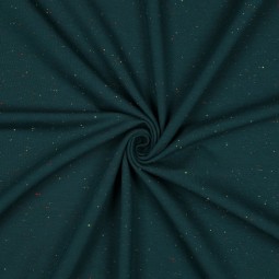 Tissu jersey sweat - Bleu vert foncé moucheté