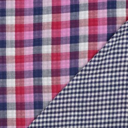 Tissu double gaze - Double carreaux lila
