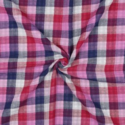 Tissu double gaze - Double carreaux lila