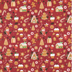 Tissu coton de Noël - Hansel rouge