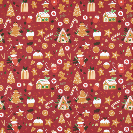 Tissu coton de Noël - Hansel rouge