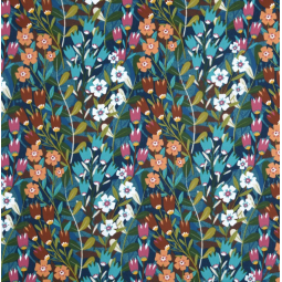 Tissu coton enduit - Saponaria bleu