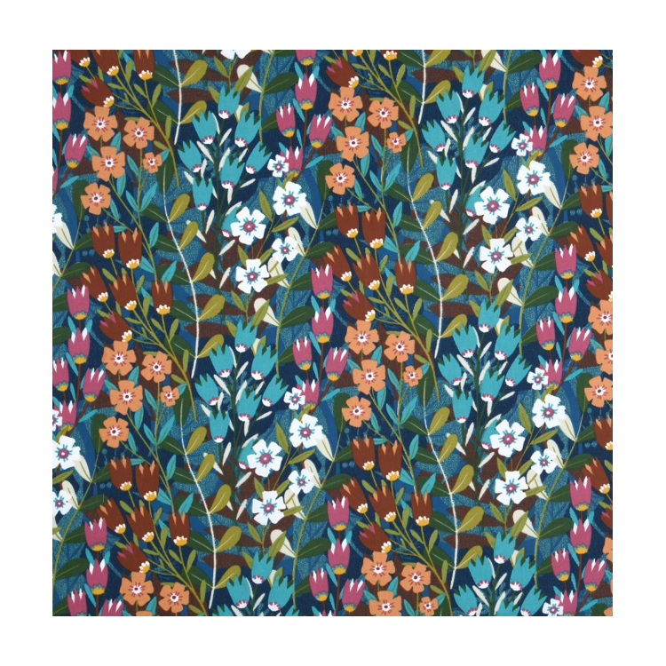 Tissu coton enduit - Saponaria bleu