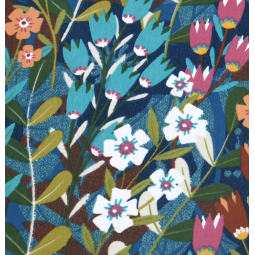 Tissu coton enduit - Saponaria bleu