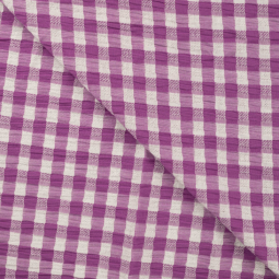 Tissu coton - Vichy ajouré Prune