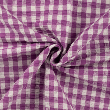 Tissu coton - Vichy ajouré Prune