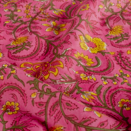 Tissu voile de coton - Fleurs fuchsia