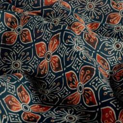 Tissu voile de coton - Fleurs indigo