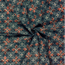 Tissu voile de coton - Fleurs indigo