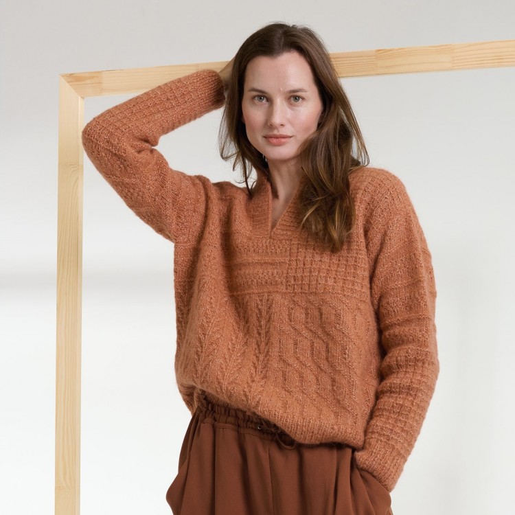 Kit de tricot - Pull col V - Alpaca silver