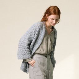 Kit de tricot - Gilet manches ajourées - Alpaca silver