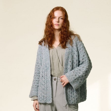 Kit de tricot - Gilet manches ajourées - Alpaca silver