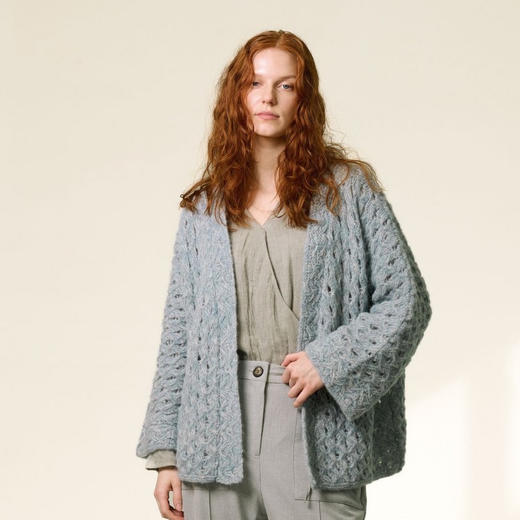 Kit de tricot - Gilet manches ajourées - Alpaca silver