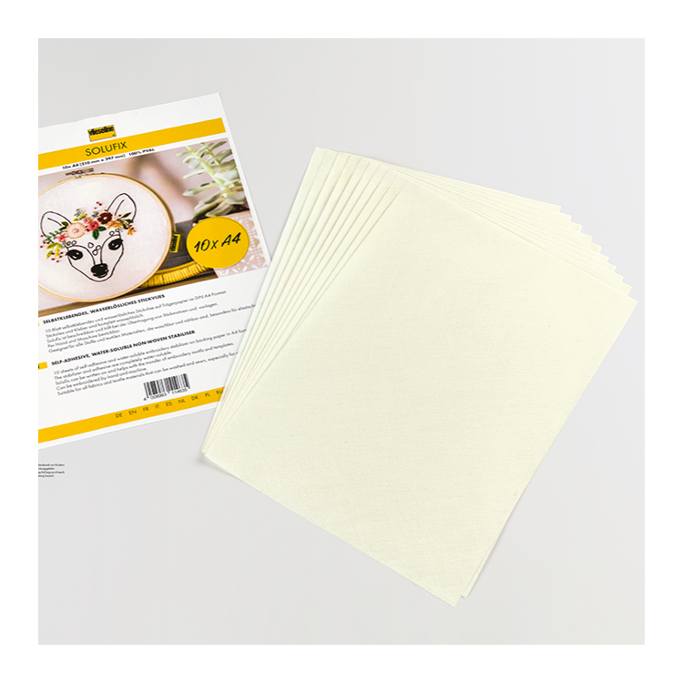 Solufix de Vlieseline non-tissé soluble autocollant 10 x A4