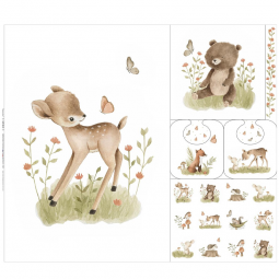 Tissu coton - panneau Roury taupe