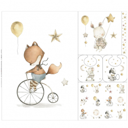 Tissu coton - panneau sleepy naturel