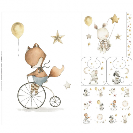 Tissu coton - panneau sleepy naturel