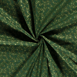Tissu popeline de Noël - Branche de houx vert