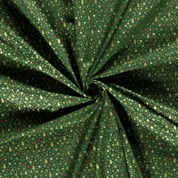 Tissu popeline de Noël - Sapin cœur vert