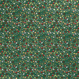 Tissu popeline de Noël - Déco vert