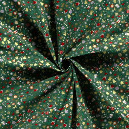 Tissu popeline de Noël - Déco vert