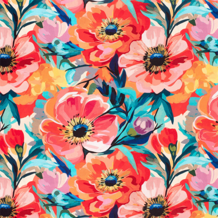 Tissu d'ameublement bachette - Fleurs fuchsia