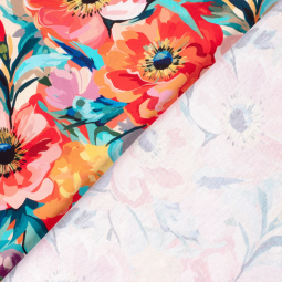 Tissu d'ameublement bachette - Fleurs fuchsia