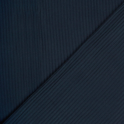 Tissu maille côtelé - Bleu marine