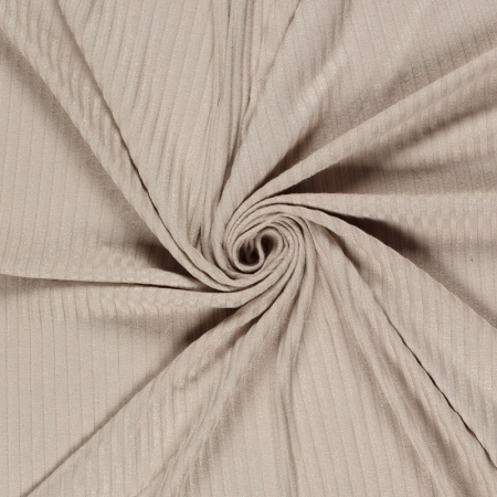 Tissu maille côtelé - Beige
