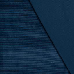 Tissu jersey velours côtelé - Bleu acier