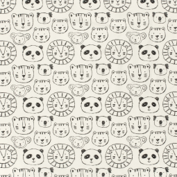 Tissu jersey coton - Animaux blanc cassé