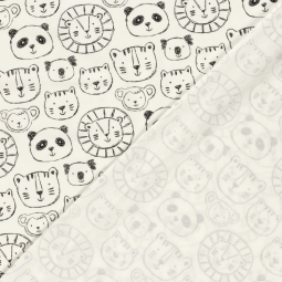 Tissu jersey coton - Animaux blanc cassé