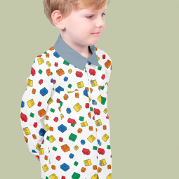 Tissu popeline - Jouet construction blanc