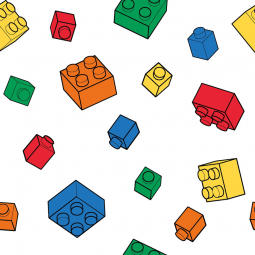 Tissu popeline - Jouet construction blanc