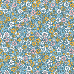 Tissu popeline - Fleurs lilou