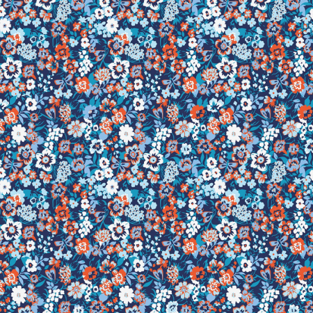 Tissu popeline - Fleurs suzon