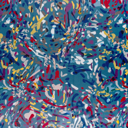 Tissu Polyester satin - Abstrait bleu acier