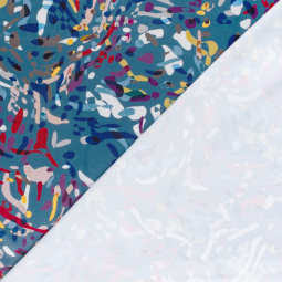 Tissu Polyester satin - Abstrait bleu acier