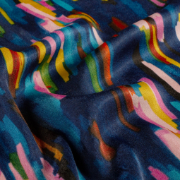 Tissu Polyester satin - Abstrait indigo