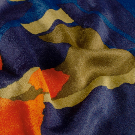 Tissu satin velvet - Abstrait vert olive